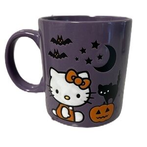 Hello Kitty Halloween Coffee Mug Cup Purple Pumpkin NEW